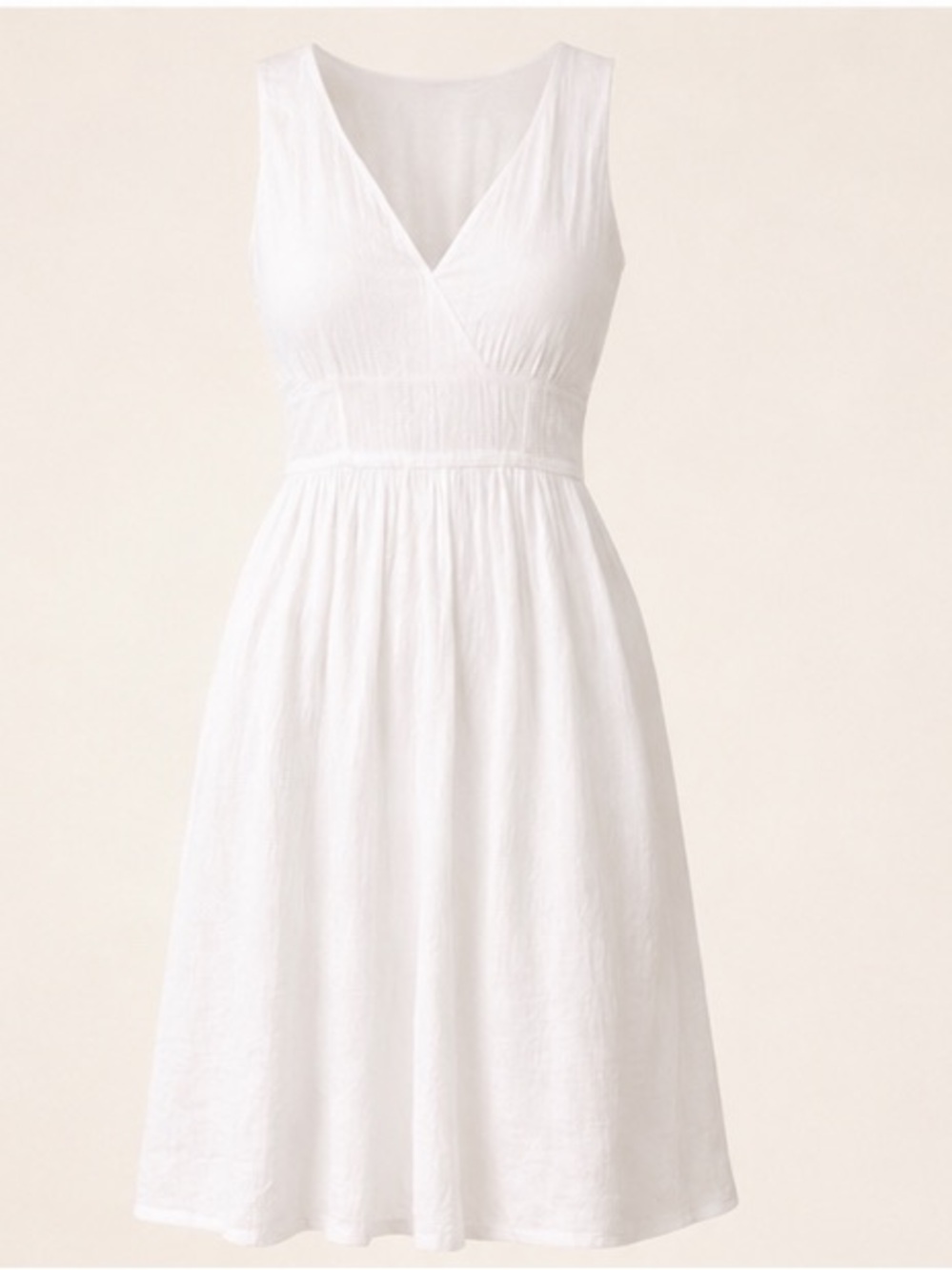 Women’s White V‑Neck Sleeveless Summer Dress
